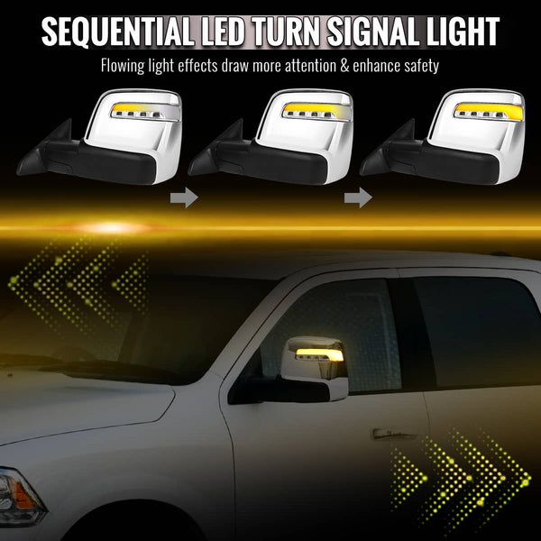 Spec-D Tuning Chrome Towing Mirrors - 09-18 Ram 1500