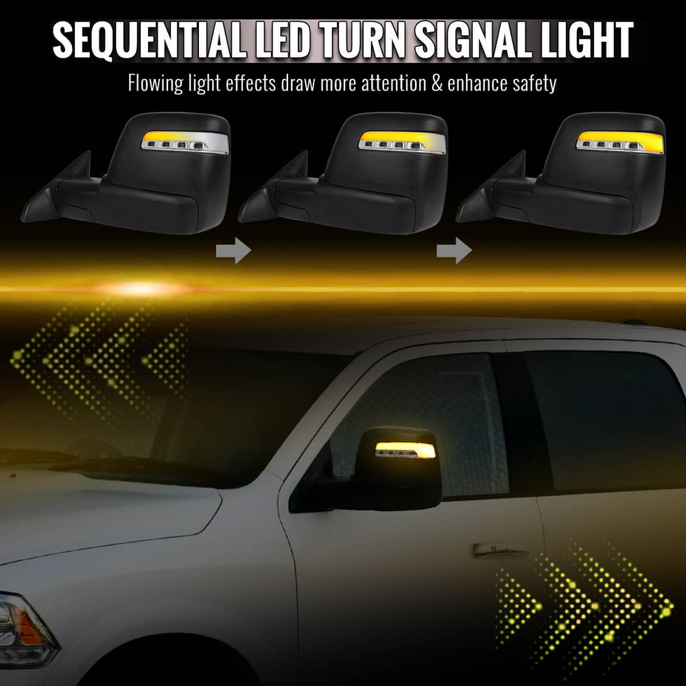 Spec-D Tuning Black Towing Mirrors - 09-18 Ram 1500
