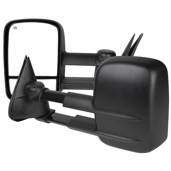Spec-D Tuning Power Heated Black Manual Extendable Towing Mirrors (PAIR) - 99-02 Silverado/Sierra 1500/HD/ 00-02 Tahoe/ 00-02 Suburban/ 00-02 Yukon XL