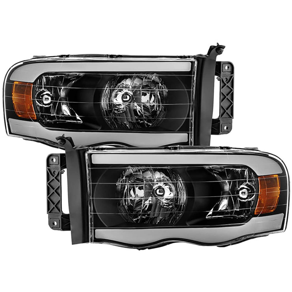 Spyder Xtune Black Crystal Headlights W/ Sequential Turn Signal LED Strip | 02-05 Dodge Ram 1500/03-05 Dodge Ram 2500/3500
