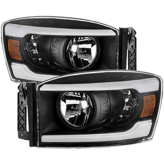 Spyder Xtune Black Crystal Headlights W/LED Light Bar | 2006-2008 Dodge Ram 1500/2006-2009 Dodge Ram 2500/3500