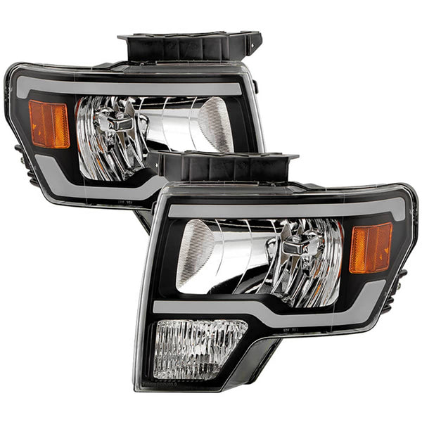 Spyder Phares cristal Xtune avec bande DEL de clignotant séquentiel | 2009-2014 F150 - noir