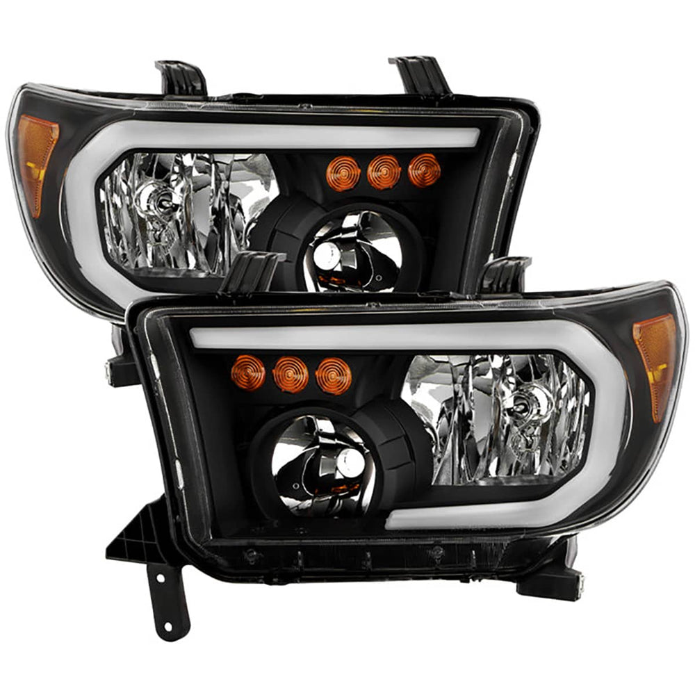 Spyder Xtune Black Crystal Headlights with Sequential Turn Signal LED STRIP(WILL NOT FIT MODEL WITH HEADLIGHT WASHER) | 2007-2013 TUNDRA/2008-2013 Sequoia