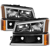 XTUNE BLACK CRYSTAL HEADLIGHTS WITH BUMPER LIGHTS WITH LED LIGHT BAR | 2003-2006 SILVERADO 1500/2500/3500/2003-2007 SILV
