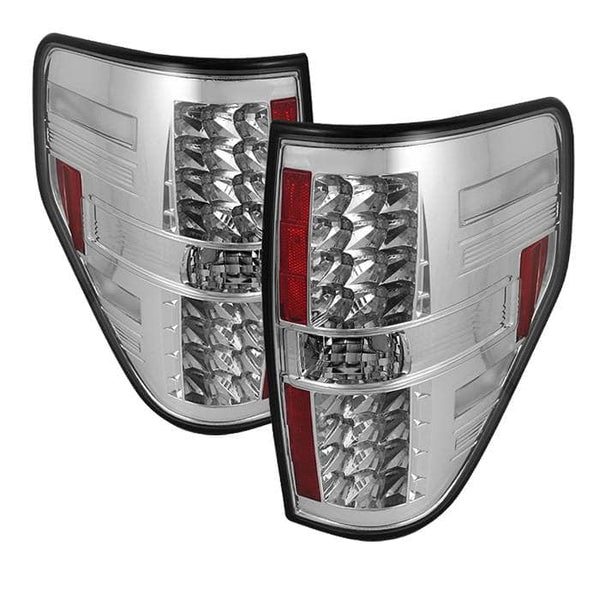 Spyder LED Tail Lights, Chrome — 2009-2014 Ford F-150 (5008404)