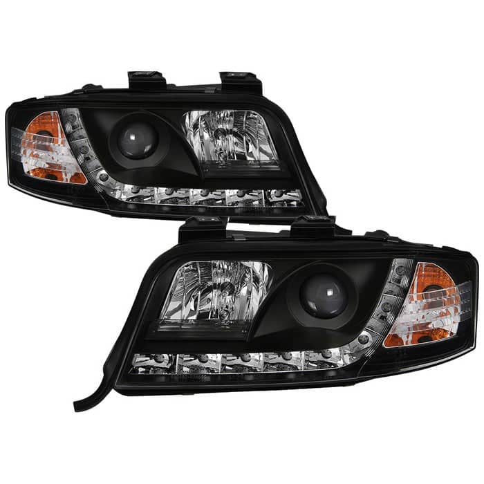 Spyder Signature Black Halogen Projector Headlights (NOT COMPATIBLE W/ XENON/HID MODEL) DRL - High H1(INCLUDED) Low H1(INCLUDED) | 02-04 Audi A6