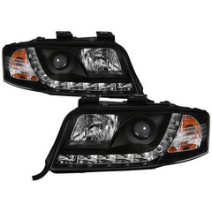 Spyder Signature Black Halogen Projector Headlights (NOT COMPATIBLE W/ XENON/HID MODEL) DRL - High H1(INCLUDED) Low H1(INCLUDED) | 02-04 Audi A6