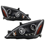 Projector Headlights - LED Halo - Amber Reflector - Black