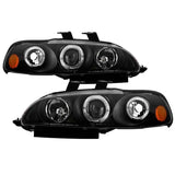 Projector Headlights - LED Halo - Amber Reflector - Black