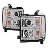 SPYDER CHROME PROJECTOR HEADLIGHTS WITH LIGHT BAR DRL ; 15-19 SILVERADO HD