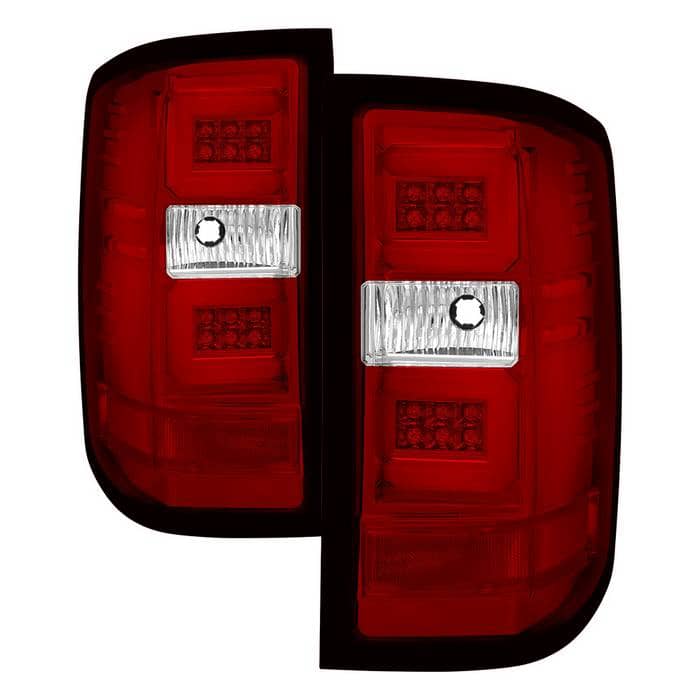 Spyder Red Clear Light Bar LED Taillights - 16-18 Silverado 1500/ 16-19 2500/3500 - for Models with Factory LED Taillights