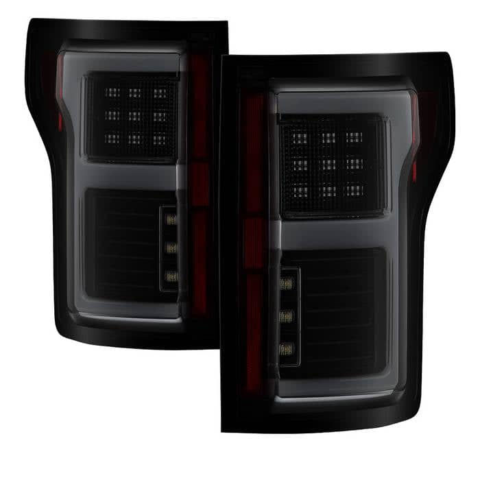 Spyder Black Smoke Light Bar LED Tail Lights | 15-17 Ford F150 (COMPATIBLE WITH REAR BLIND SPOT SENSOR MODEL ONLY)