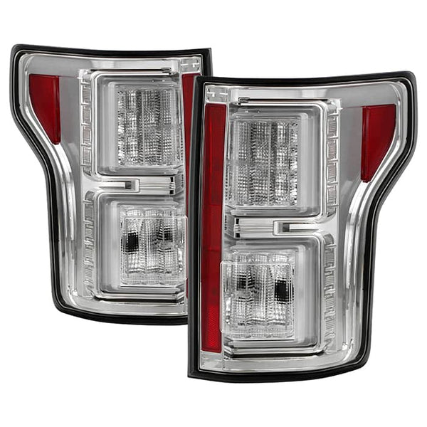 Spyder Chrome Light Bar LED Taillights - 18-20 F150 - Not Compatible with Rear Blind Spot Sensor Models