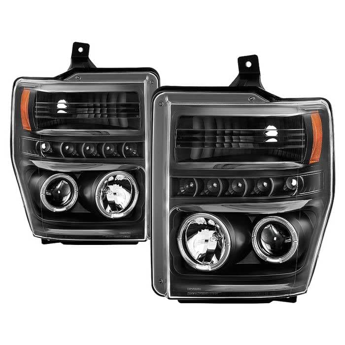 Spyder Phares à projecteur halo à DEL — noir — pour certains camions Ford (5086006)