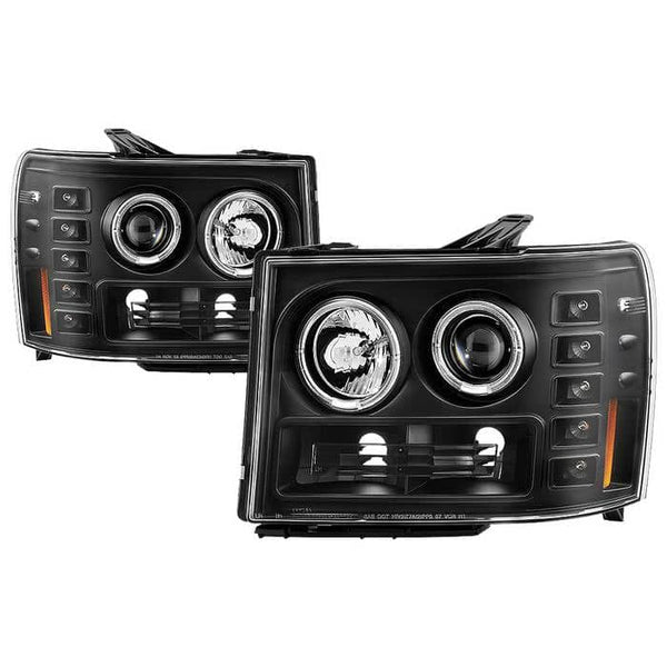 Spyder Projector Headlights - LED Halo - Black — for select GMC trucks (5086020)