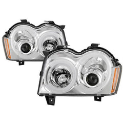 Spyder Light Bar Projector Headlights - Chrome — 2005-2007 Jeep Grand Cherokee (5086112)
