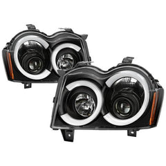 Spyder Light Bar Projector Headlights - Black — 2005-2007 Jeep Grand Cherokee (5086129)