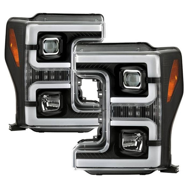 Spyder Projector Headlights - Switch Back Sequential Turn Signal Light Bar - Black
