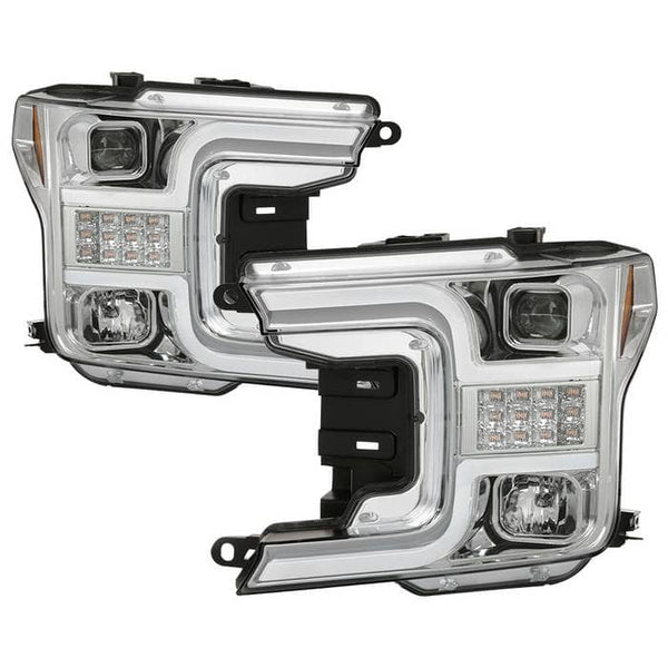 Spyder Projector Headlights - Sequential LED Turn Signal - Chrome — 2018-2019 Ford F-150 (5086631)