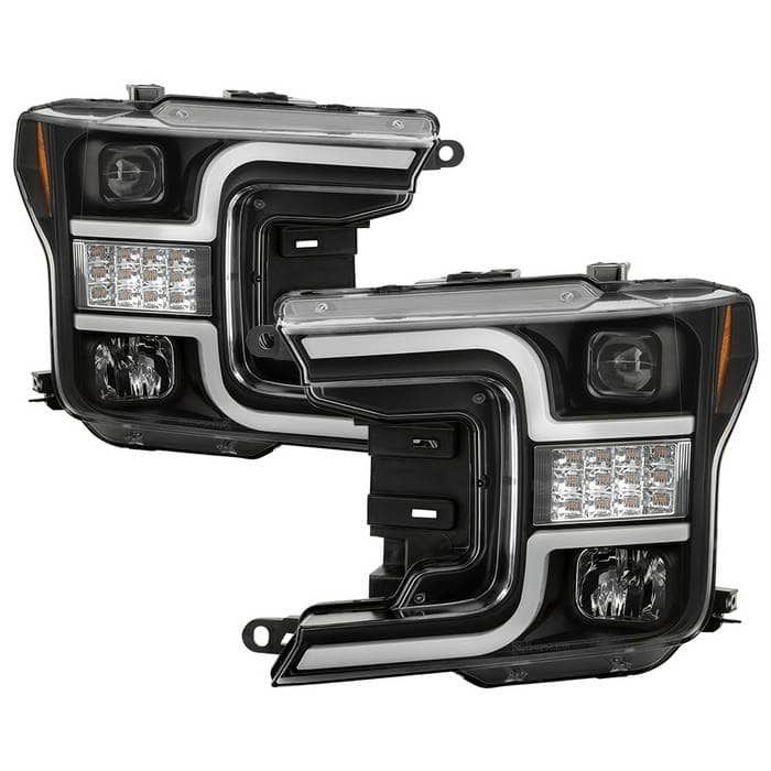Spyder Projector Headlights - Sequential LED Turn Signal - Black — 2018-2019 Ford F-150 (5086648)