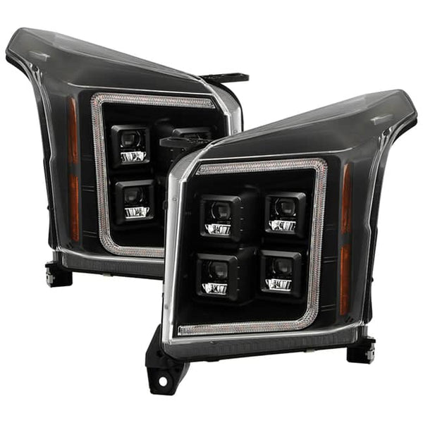 Spyder Apex Black Headlights - Sequential Switchback LED Turn Signal Lights | 15-20 GMC Yukon