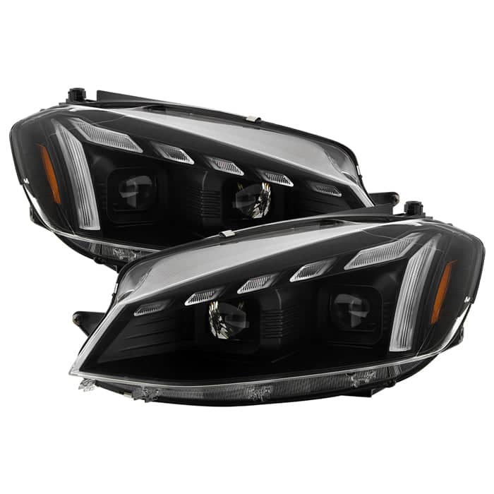 Spyder Signature Black Projector Headlights - LED Clear Light Bar Parking Lights - Sequential LED Switchback Turn Signal Lights | 18-21 Volkswagen Golf