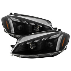 Spyder Signature Black Projector Headlights - LED Clear Light Bar Parking Lights - Sequential LED Switchback Turn Signal Lights | 18-21 Volkswagen Golf