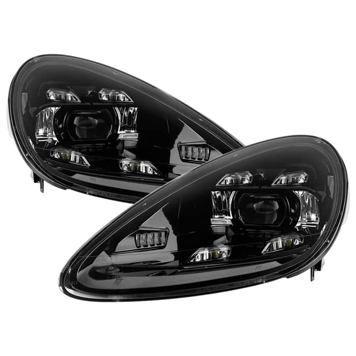 Spyder Apex Black Headlights - Quad LED Parking Lights - LED Cornering Lights | 11-14 Porsche Cayenne