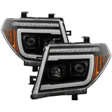 SPYDER APEX BLACK LED HEADLIGHTS; SEQUENTIAL LED TURN SIGNAL LIGHTS | 05-08 NISSAN FRONTIER/05-07 PATHFINDER