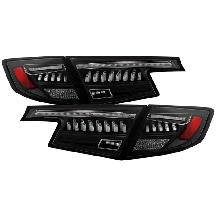 Spyder Apex Black LED Tail Lights - LED Crystal Light Poles Parking Lights - Sequential LED Turn Signal Lights | 22-24 Honda Civic 5DR