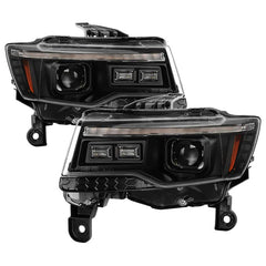 Spyder Apex Black Headlights - Switchback LED Crystal Light Bar Turn Signal | 14-21 Jeep Grand Cherokee