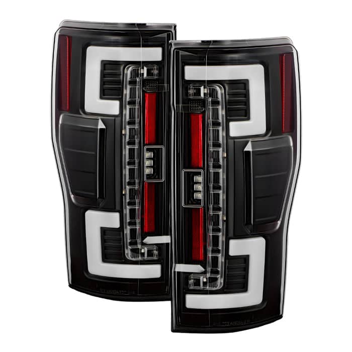 Spyder Black Red Light Bar LED Tail Lights | 17-18 Ford F250 S/Duty Blind Spot Monitoring