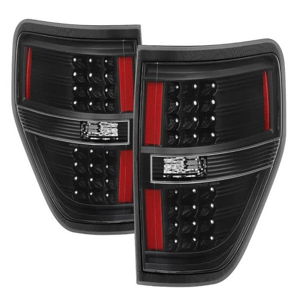 Spyder LED Tail Lights - Black — 2009-2014 Ford F-150 (9025624)