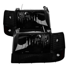 Spyder Headlights w/Corner Bumper 6pcs Amber- Black Smoked
