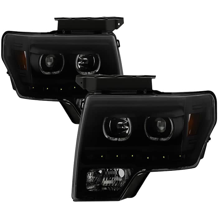 Spyder Phares à projecteur halo à DEL — noir fumé — 2009-2014 Ford F-150 (9032233)