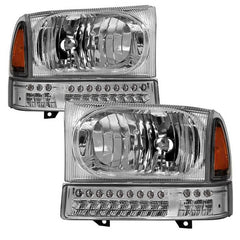 Spyder OEM Style Headlights w/ Full LED Bumper Lights - Chrome