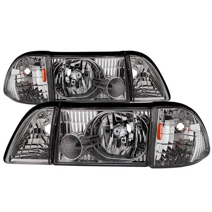Spyder OEM style Headlights with Corner Parking Lights 6pcs Amber - Chrome