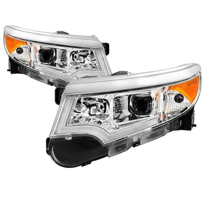 Spyder DRL Light Bar Projector Headlights - Chrome