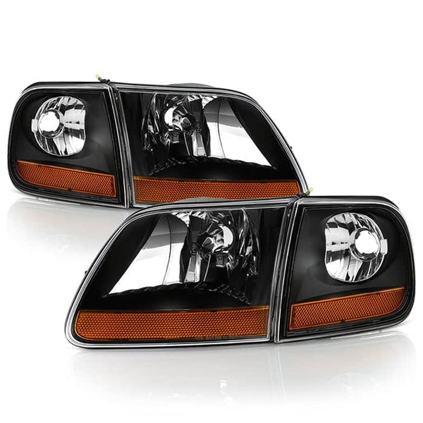 Spyder Special Edition Harley Davidson Style Headlights with Corner Lamps - Black