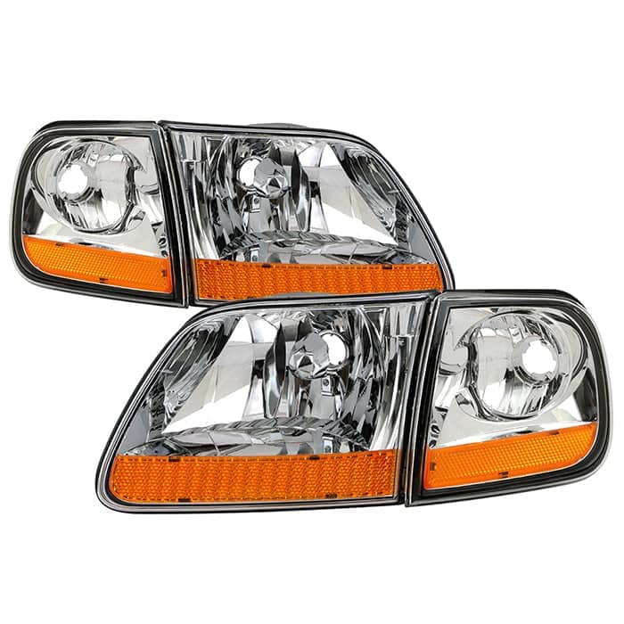 Spyder Special Edition Harley Davidson Style Headlights w/Corner Lamps - Chrome