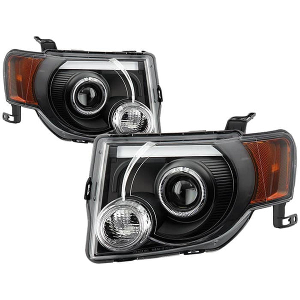 Spyder LED Light Bar Projector Headlights - Black — 2008-2012 Ford Escape (9047169)