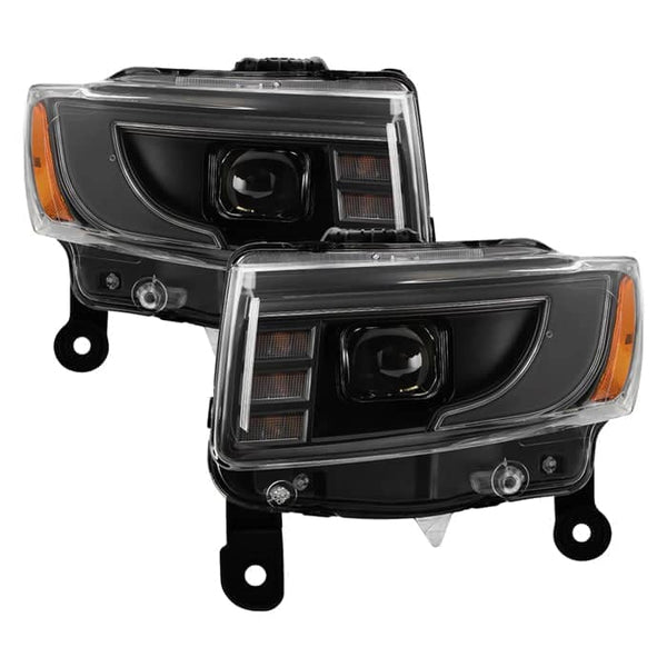 Spyder LED Light Bar Projector Headlights - Black — for select Jeep vehicles
