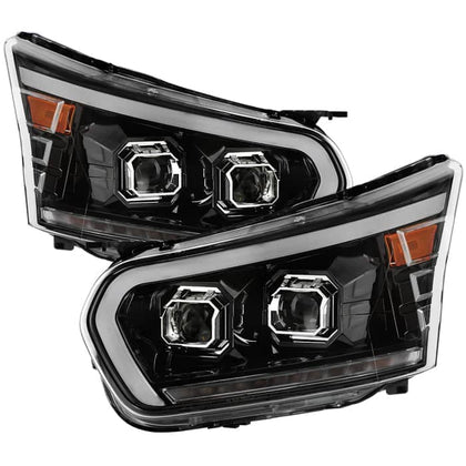 Spyder Halogen Projector Headlights With Light Tube DRL - Black