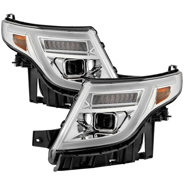 Spyder Xtune Akkon Chrome Projector Headlights W/Light Bar and Sequential Turn Signal | 2011-2015 Ford Explorer