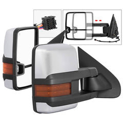 Spyder Xtune Telescoping Power Heated Mirror with Amber LED Signal & Chrome Cover - 14-16 Silverado