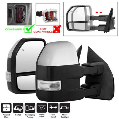 Spyder Xtune Telescoping Power Heated Mirror with Clear LED Signal - 15-17 F150