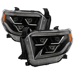 Spyder Xtune Black Chrome Shroud Headlight | 2014-2021 Tundra W/Switchback Amber Sequential