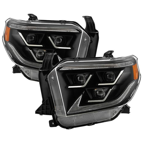Spyder Phare Xtune à cache chromé | 2014-2021 Tundra avec éclairage séquentiel ambre Switchback - noir