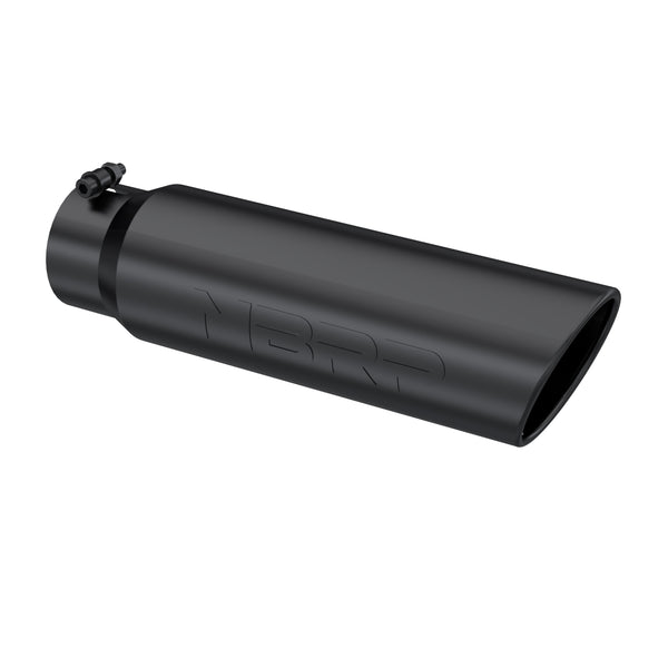 MBRP Tip. 5in. O.D.. Angled Rolled End. 4in. inlet 18in. in length. BLK.