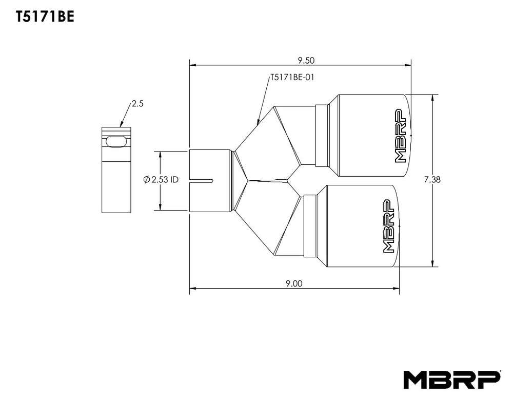 MBRP 2.5" Inlet Burnt End Exhaust Tip.